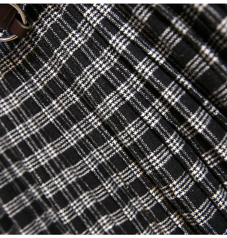 Plus Size 3XL Autumn Winter Women Wool Skirts Plaid Mid Skirts 2019 Casual Loose Ladies Office Skirts Elastic Waist Sashes (3)