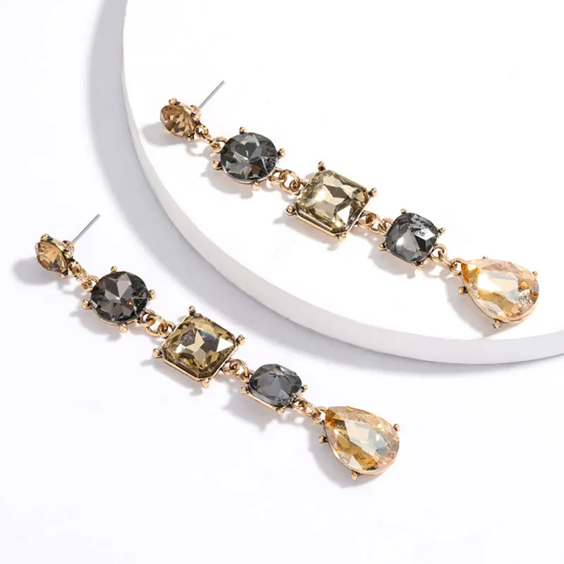 Modern Rhinestone Drop Earrings For Women Party