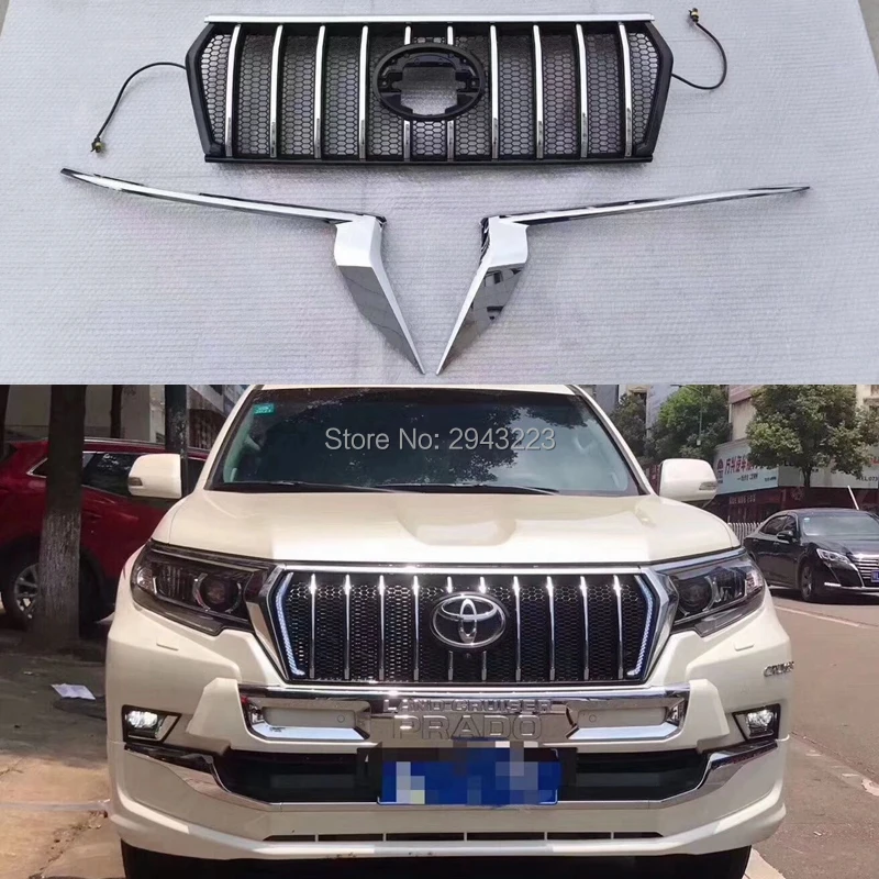 

For Toyota Land Cruiser Prado 2018 2019 Front Grill ABS Plastic Head Front Bumper Front Grille Front Center Grills Car Styling