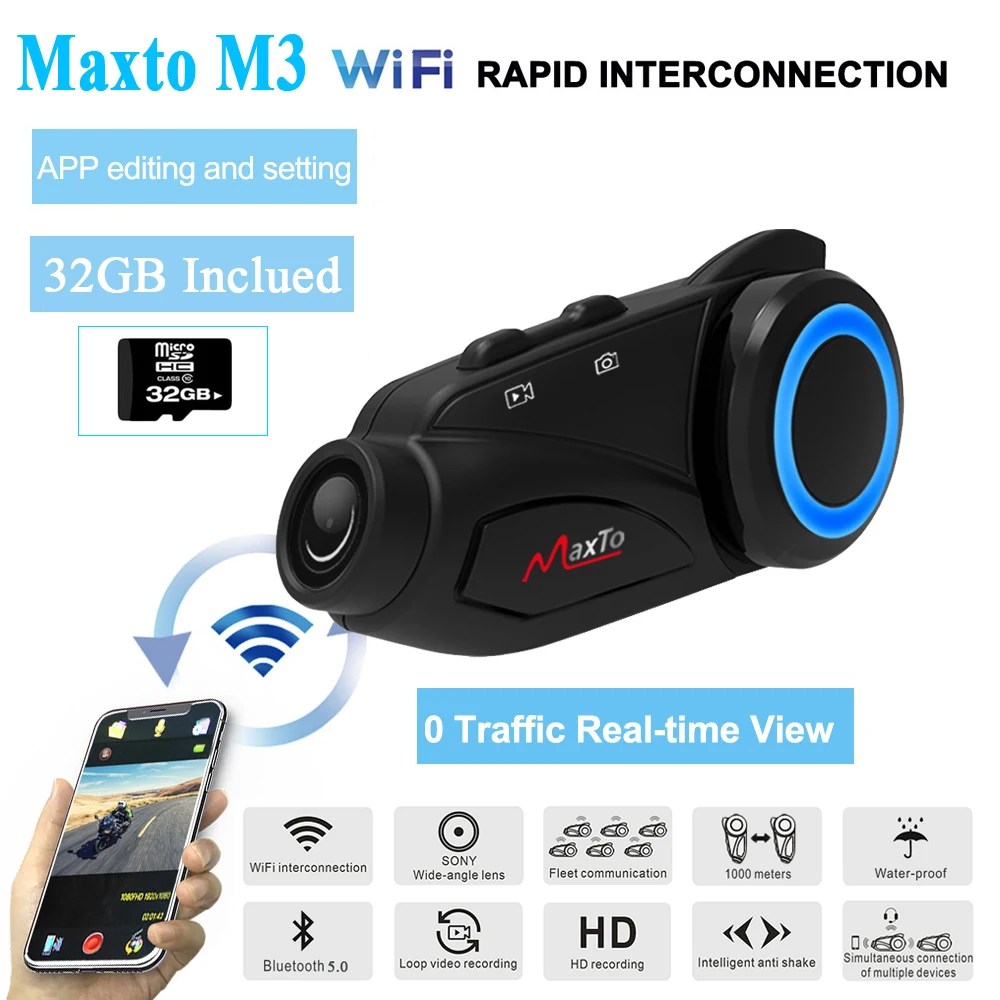 Гарнитура для мотоциклетного шлема MAXTO M3 устройство записи видео с 6