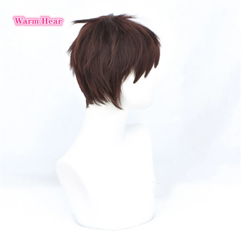 Anime Cosplay Wig Ikari wig Cosplay Wig Women Men Cute Short Brown Hair Shinji Wigs Ikari Hair + a wig cap anime cosplay