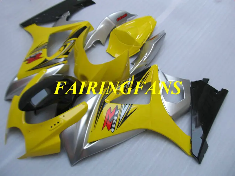 Литьевая форма обтекателя кузова для GSXR1000 07 08 GSX-R GSXR 1000 K7 2007 2008 желтое серебро Обтекатели+ подарки SK32