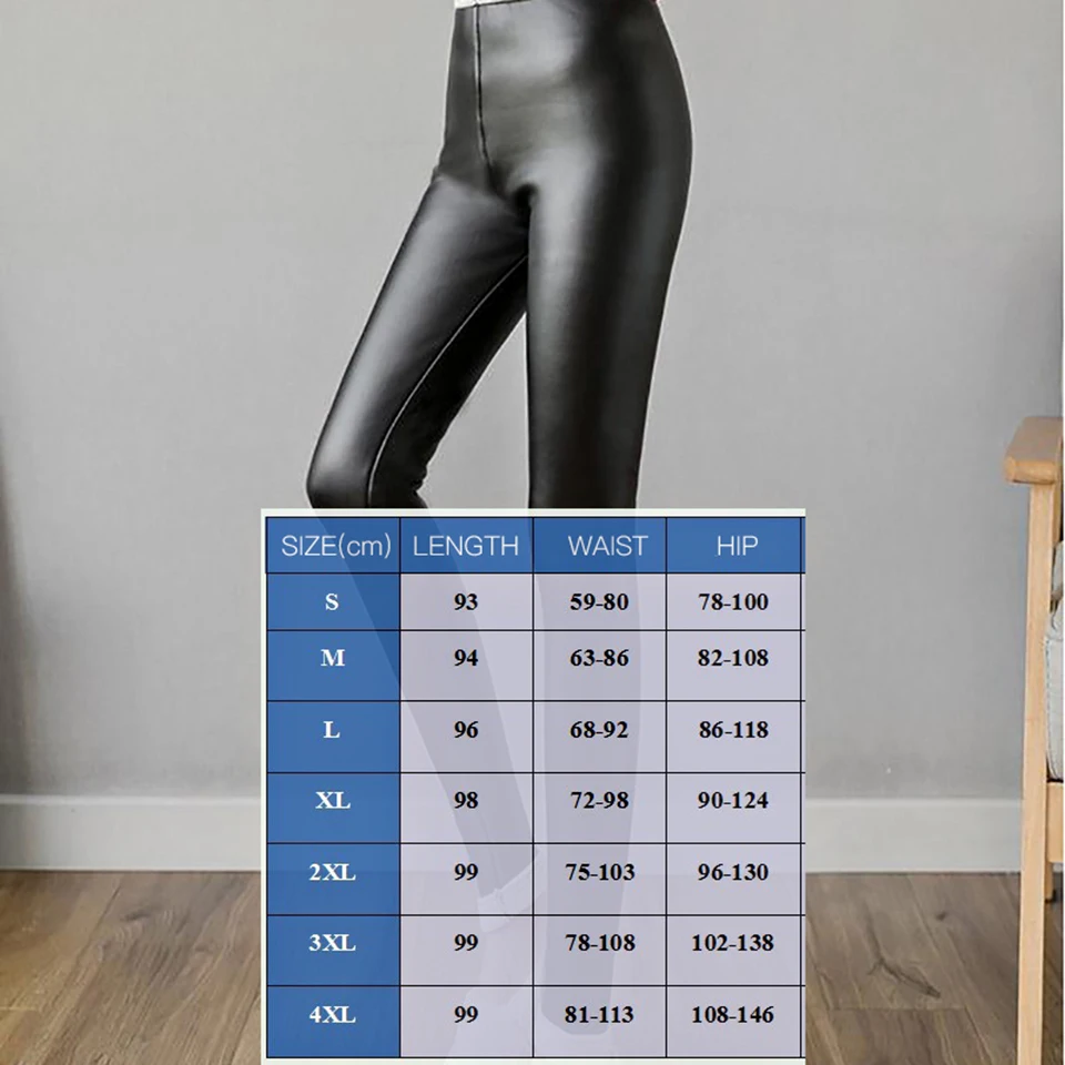 4XL размера плюс, женские зимние Бархатные брюки, черные теплые кожаные леггинсы, женские Сексуальные облегающие леггинсы из искусственной кожи с высокой талией