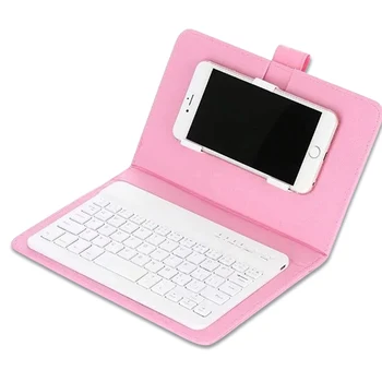 

Portable PU Leather Keyboard Cover Case Phone Wireless Bluetooth Keyboard for iPhone Android NC99