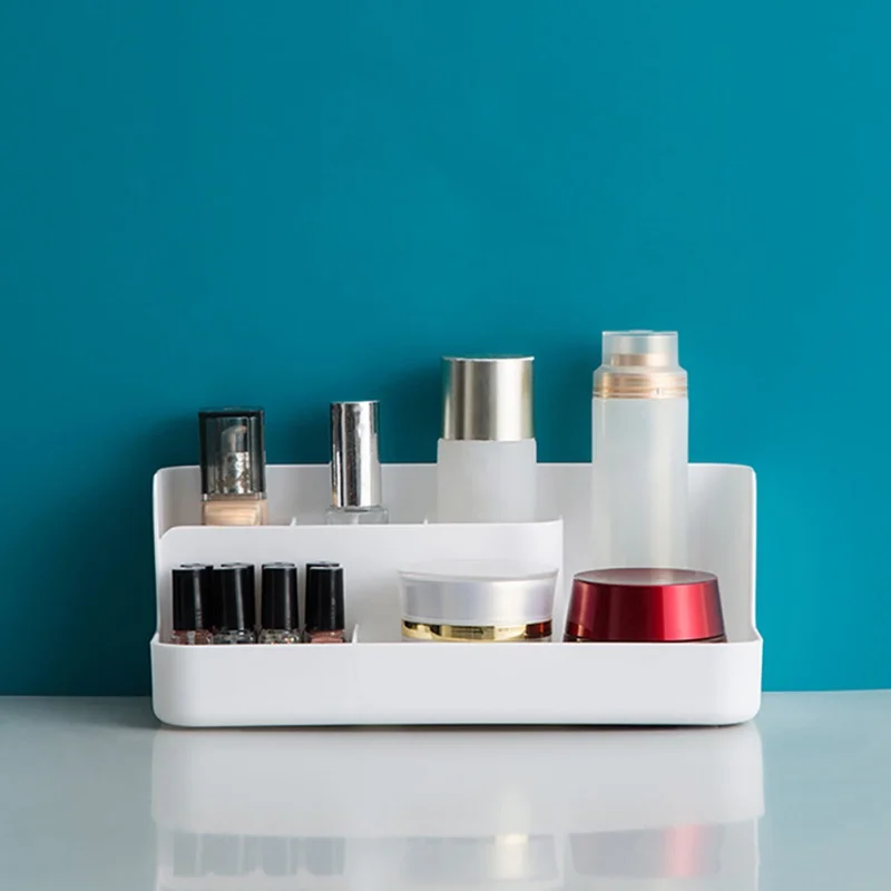 Home Concise Solid Color Cosmetic Storage Box Plastic Desktop Sorting Box Cosmetic Box Storage Box