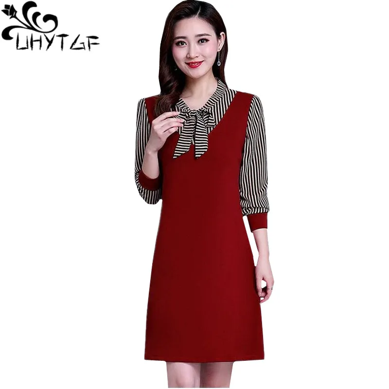 

UHYTGF Bohemia dress long sleeve autumn dress vestido Fashion women mini dress elegant women plus sizedresses vestidos mujer 887