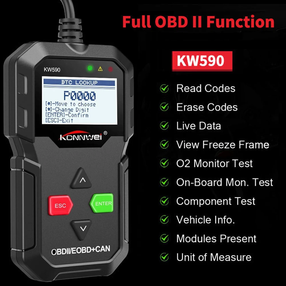 2019 OBD диагностический инструмент KONNWEI KW590 считыватель кодов автомобиля OBD2 сканер