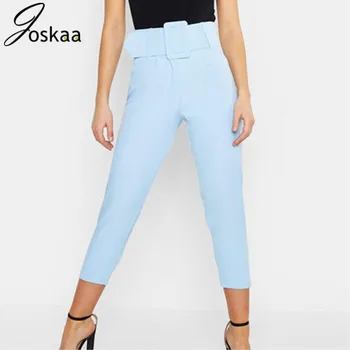 

Joskaa Pants High Waist Autumn Belted Straight Leg Slacks Office Lady Suit Pants Women Trousers