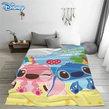 Couverture en peluche de dessin animé Disney Stitch pour enfants, Plaid doux et chaud en flanelle, pour canapé et lit, cadeau d'hiver 