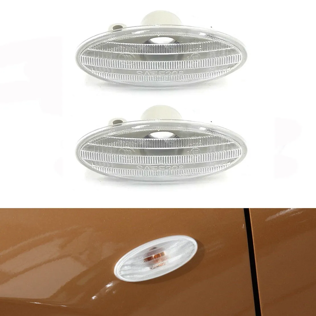 2pcs Car Side Turn Signal Lamp Fender Marker Lights Cover 26160-89900 For Nissan Cube Juke Leaf Note Micra X-TRAIL March