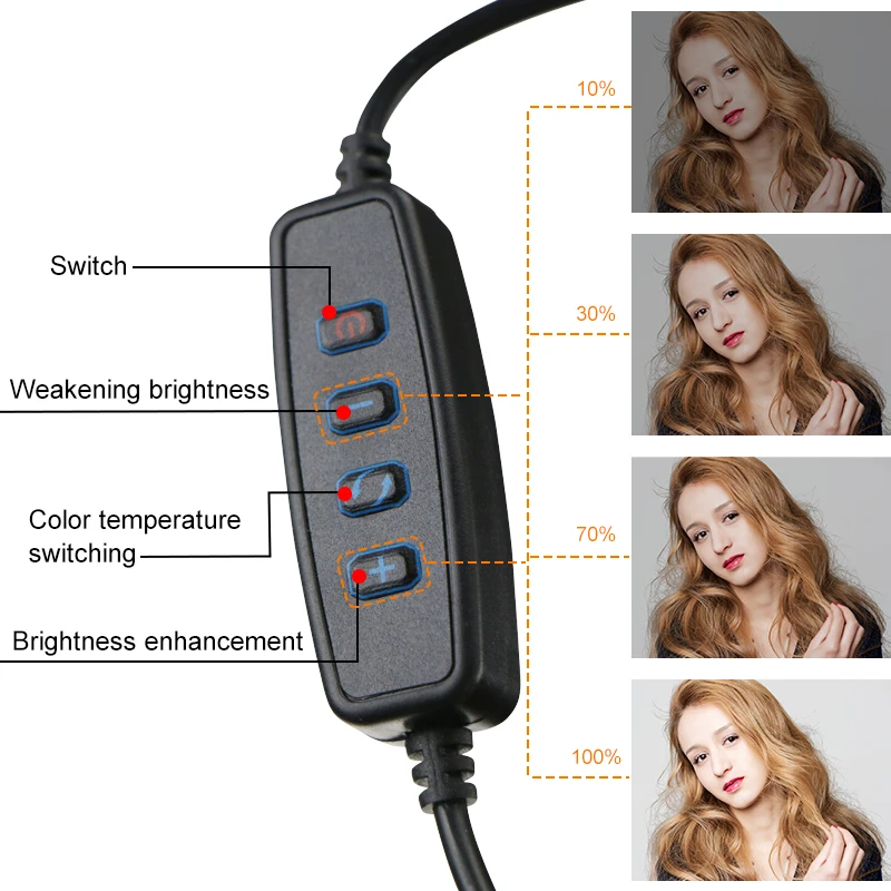 16/26 см фотографии светодиодный Кольцевая вспышка для селфи с тремя скорости бесступенчатое освещение с регулируемой яркостью с Вращающаяся головка для макияжа видео для студий с живым звуком