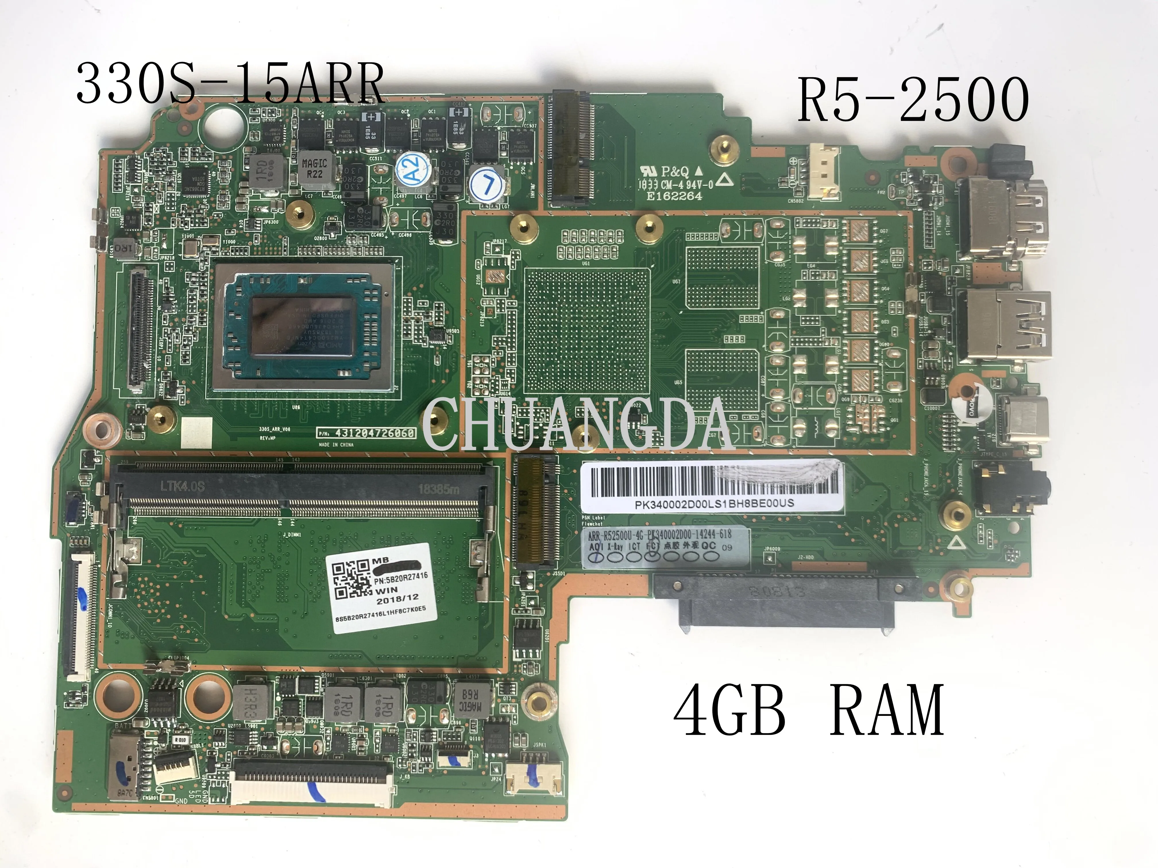 Материнская плата для Lenovo 330S-15ARR 81FB 81JQ 5B20R27416 5B20R27421 431204726060 431204725060 Процессор: R5 ОЗУ: 4G