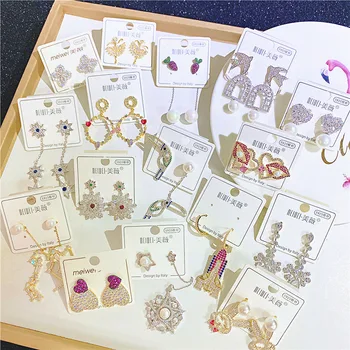 

30 Pairs/lot luxury fashion women crystal style earring lot top quality zircon women wedding earring wholesale 201030-41