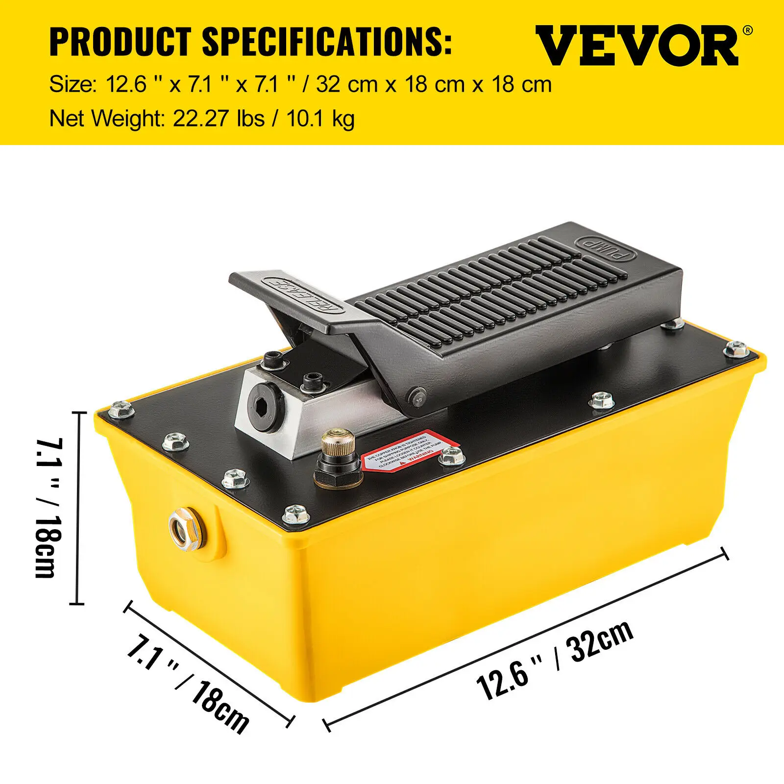 VEVOR 2.3L Fuel Tank 10000 PSI Air Hydraulic Foot Pump Single Acting with 200cm Oil Pipe & Spray Gun for Auto Repair Oil Rigging 6