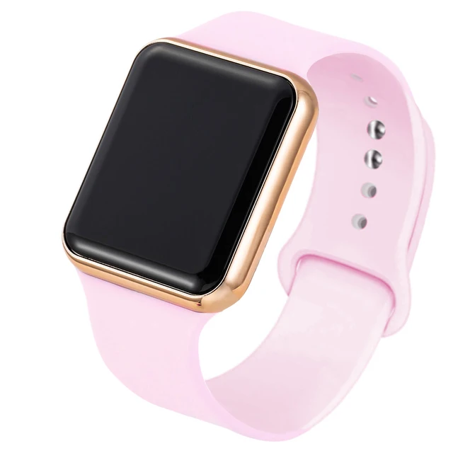 2021 Kids Digital Watch Fashion Children LED Display Silicone Bracelet Women Men Unisex Watches Student Clock Electronic Reloj Pink Rose Gold
