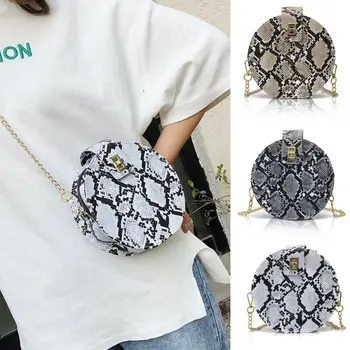 

2020 Newest Hot Fashion Women Round Handbag PU Shoulder Snake Skin Printed Messenger Bag Women Satchel Tote Purse Bags