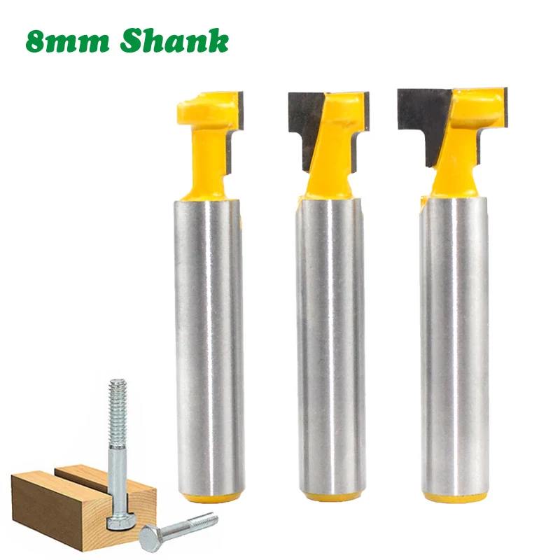 

1PC 8MM Shank Milling Cutter Wood Carving T-Slot Cutter Router Bit Set Key Hole Bits Hex Bolt T Slotting Milling Cutter For Wood