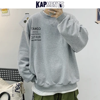 

KAPMENTS Streetwear Letter Hip Hop Pullover Hoodies For Men 2020 Cotton Mens Kpop Loose Sweatshirts Women Korean Couple Clothes