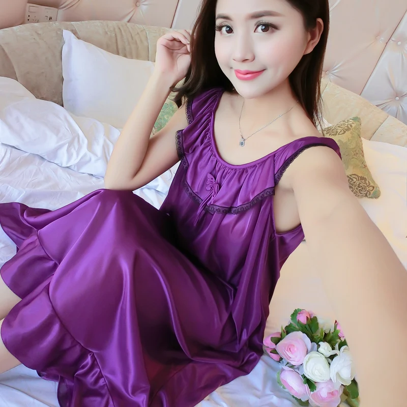 PLUS SIZE 4XL Satin Silk Lace Embroidery Lingerie Sexy Loose Nightgown Women Oversized Shirt Dress Sleep Ropa Summer Autumn Home