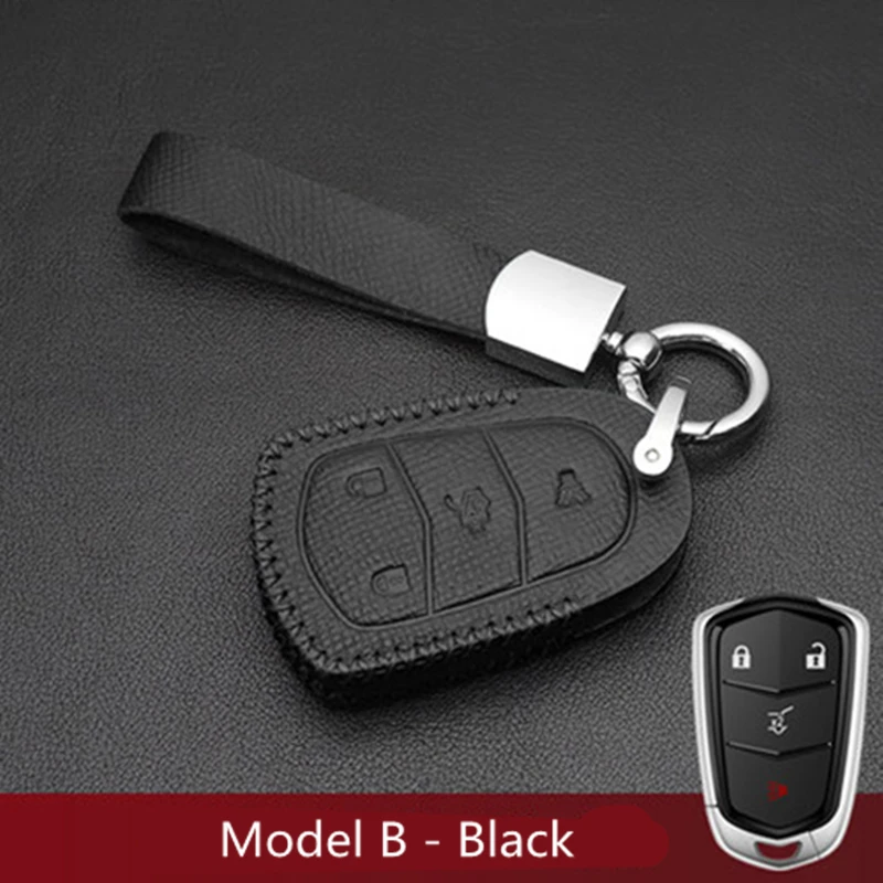 B-Black Кожаный чехол для автомобильного ключа, чехол для автомобильного ключа, пульт дистанционного управления для Cadillac xts atsl xt5 srx xt4 ct6 ats, автомобильный держатель для дистанционного ключа - Название цвета: B-Black