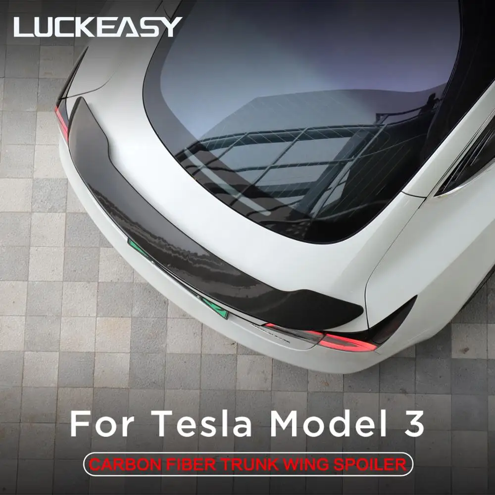 

LUCKEASY Carbon Fiber Trunk Wing Spoiler for Tesla model 3 2017-2019 coupe performance spoiler wing Aircraft wing tail