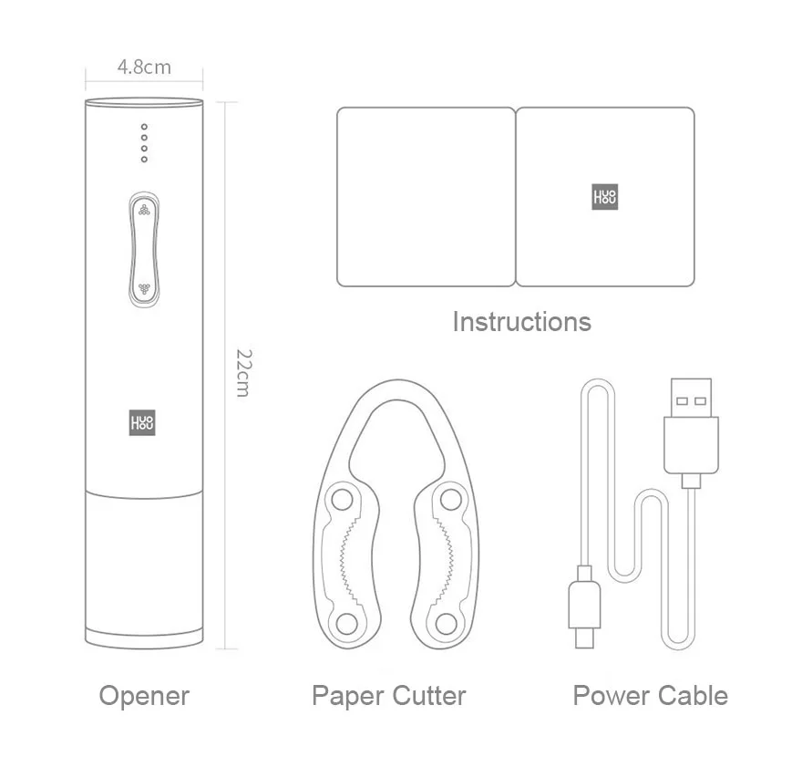 Горячий Xiaomi Huohou автоматический открывалка для бутылок красного вина Электрический штопор фольга резак пробковый инструмент для умного дома наборы 6S