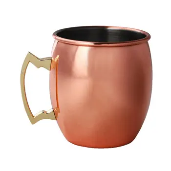 

Moscow Mule Mug 304 Stainless Steel Food-safe Cocktail Cup Handmade Hammered Copper Plated Cups 550ml Drinking Mug