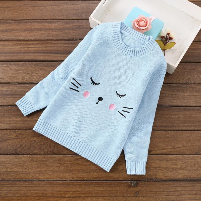 Милые свитера для девочек пуловеры из хлопка с мультяшным рисунком детские