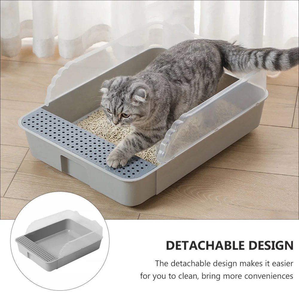 Anti Splash Cat Toilet Cats Litter Box Pet Toilet Basin Semi Closed Dog