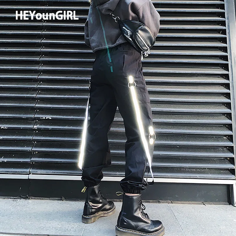 Брюки карго HEYounGIRL женские с завышенной талией повседневные штаны со