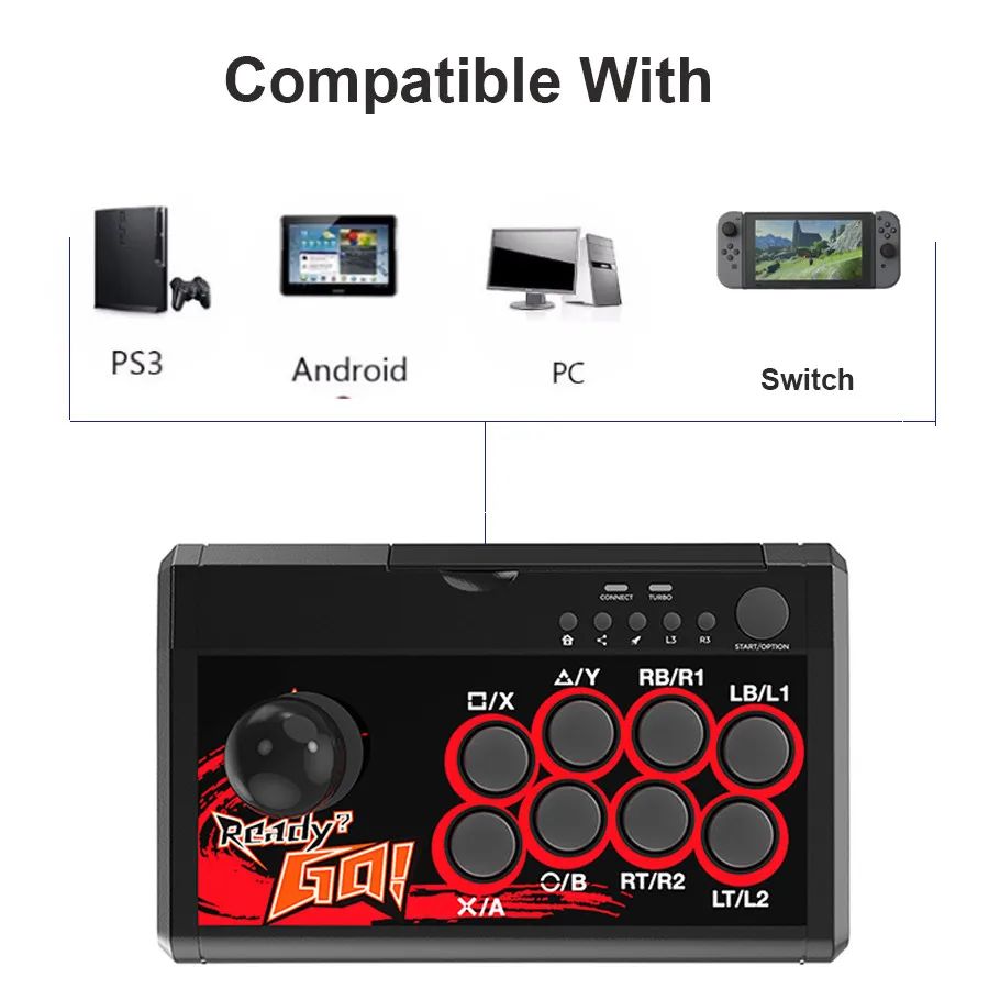 7 IN 1 Arcade Fight Stick USB Gaming Controller Joystick For PS4/ SWITCH / P3/PC/Android Phone/Android Tablet/XBoxOne(S)/360
