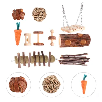 

10pcs Wooden Hamster Toy Durable Creative Playing Toy Teeth Grinding Toy for Animals Hamster Small Pet