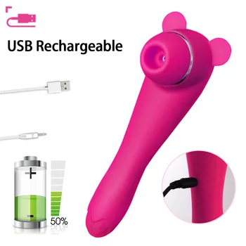 Heating 2 in 1 Sucking Vibrator G Spot Vagina Clitoris Vibration Rechargeable Waterproof Adult Sex Toys Sexuel Massage for Women