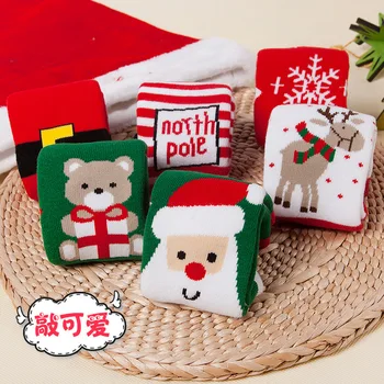 

2020 New Cotton Spring Winter Autumn Baby Girls Boys Kids Socks Children Striped Terry Snowflake Elk Santa Claus Christmas Bear