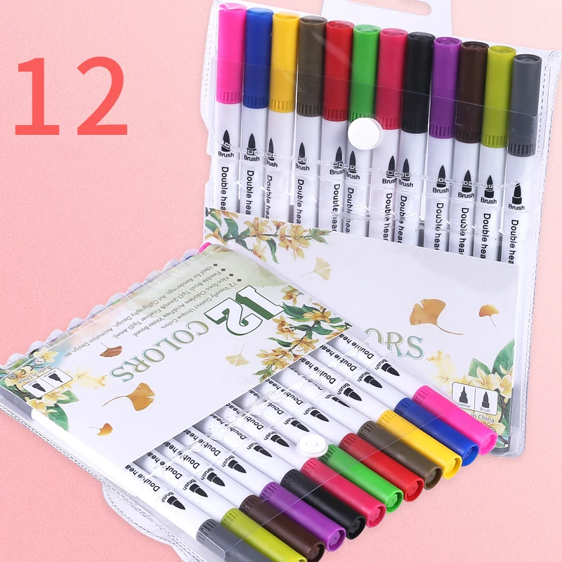 12/36/60/120 Colors Dual Tip Brush Art Marker Pens Watercolor Fineliner  Drawing Painting Stationery Coloring Manga Art Supplies
