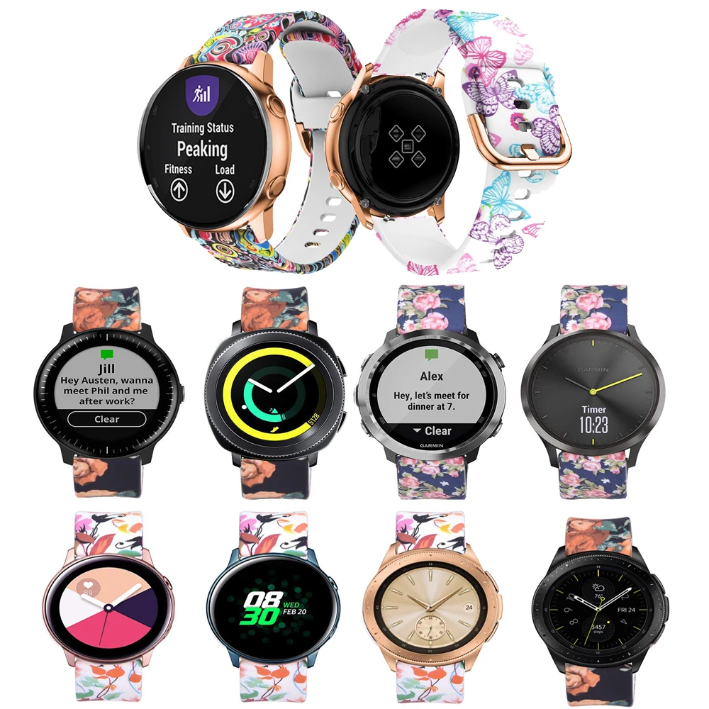 Силиконовый браслет с принтом для часов Garmin Forerunner 645 245 245M сменный Браслет Vivoactive 3