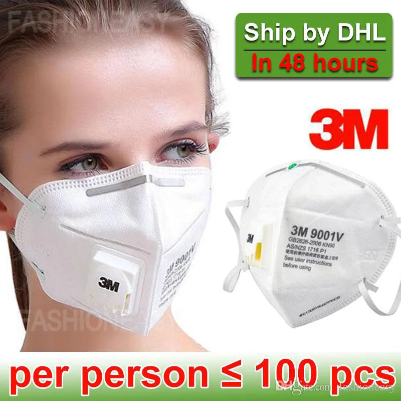 

10pcs/Bag 3M 9001V Face Mask With Filter Respirator Face Mask FFP3 Safety Breathing 3M Mask FFP2 DHL Free In stock