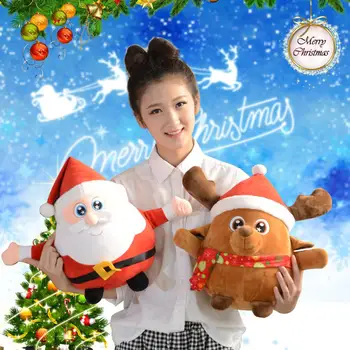 

Cute Elk Santa Claus Plush Doll with Music Light Xmas Home Decor Kids Toy Gift for Kids Baby Children Good Quality
