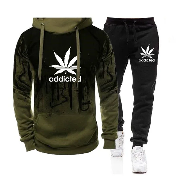 mens sweatsuits sets Fashion Men Splash ink Hoodie and Sweatpants Suit Casual Print Tracksuit Suit mens loungewear sets