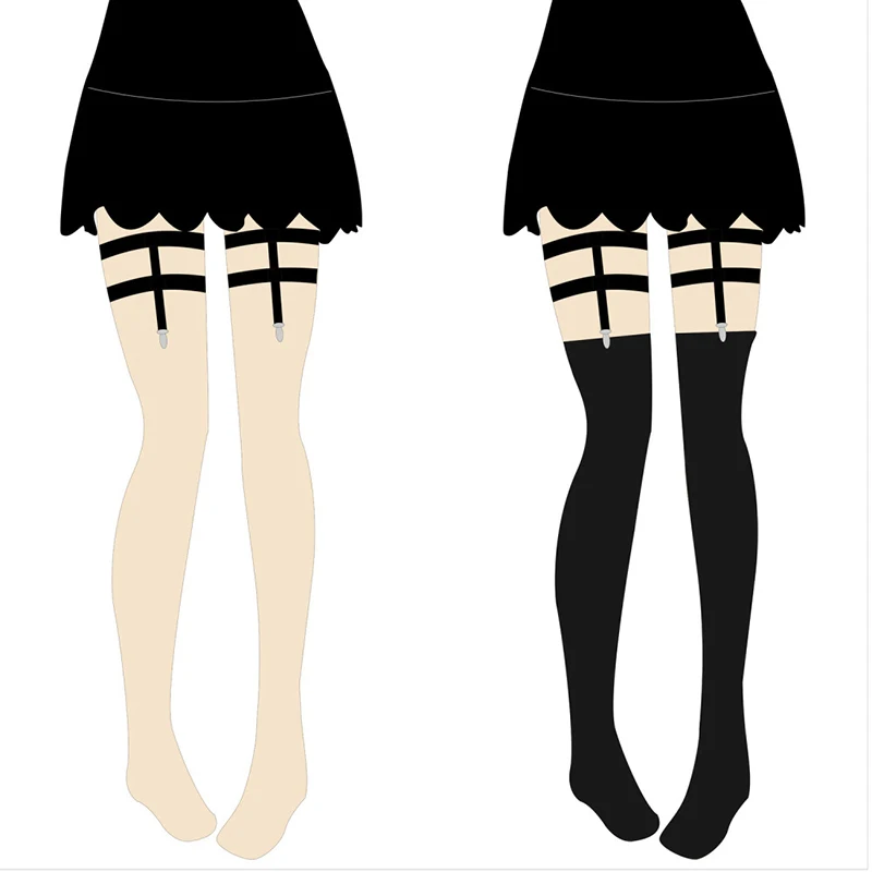 Grampos de Metal Preto Feminino Antiderrapante Meias Ligas Permanece Suspensórios Perna Feminina Elástico no Joelho Altas Suportes Liga Cinto 2 High Quality Acessórios da Moda
