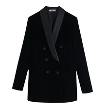 Fandy lokar шаль блейзеры с воротом женские модные бархатные двубортные куртки женские элегантные костюмы с длинным рукавом женские Дамские KI