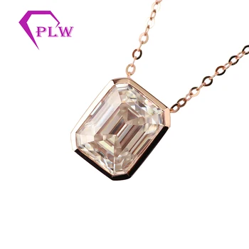 

4Ct Emerald Cut Moissanite Pendant 14K Rose Gold 8*10mm Clear White DEF Color Moissanite