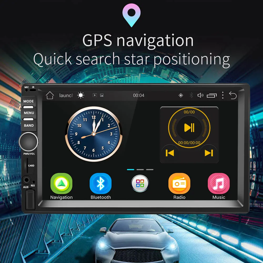 Podofo 7'' Android Car Radio Stereo GPS Navigation Bluetooth USB SD 2 Din Touch Car Multimedia Player Audio Player Autoradio