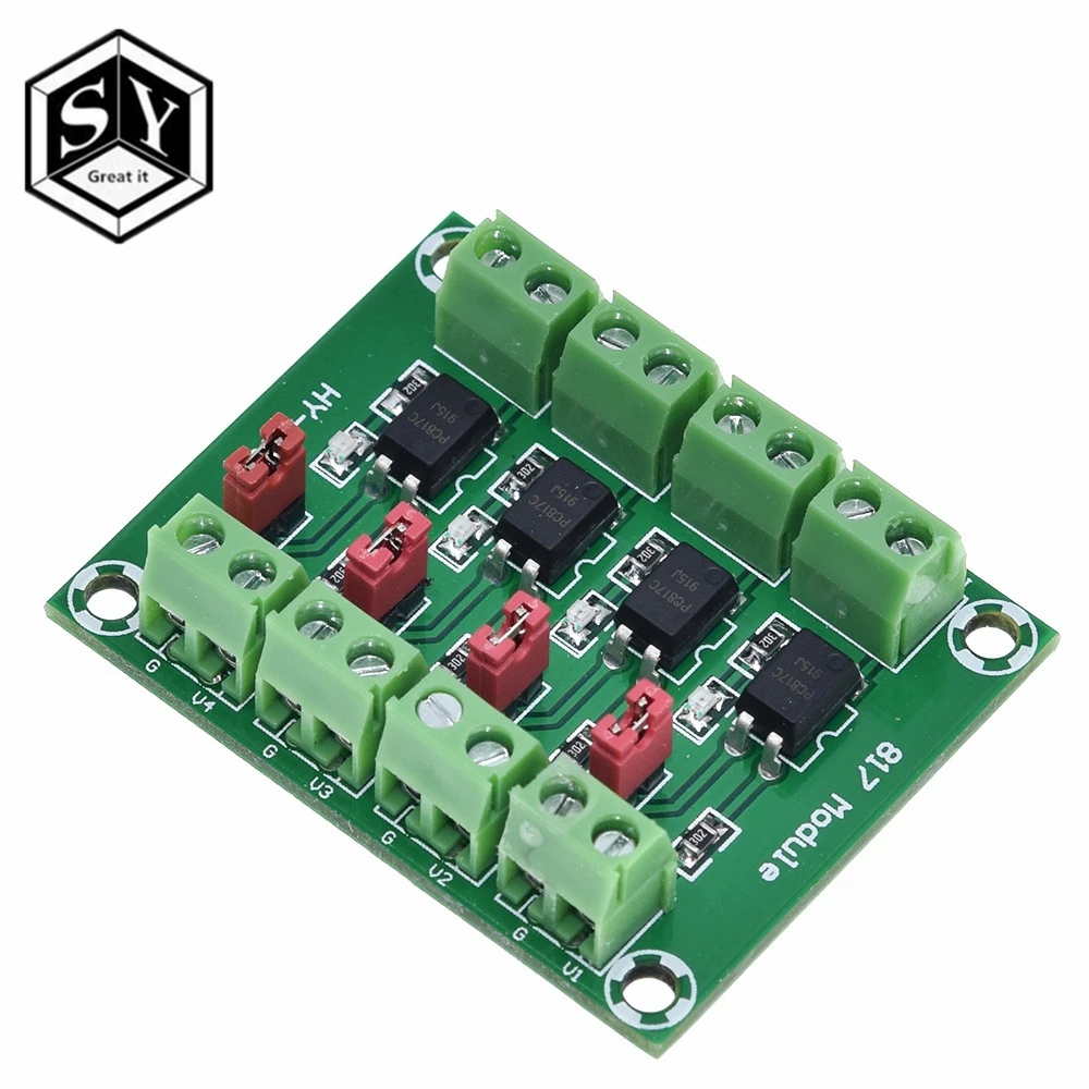 

PC817 4 Channel Optocoupler Isolation Board Voltage Converter Adapter Module 3.6-30V Driver Photoelectric Isolated Module PC 817