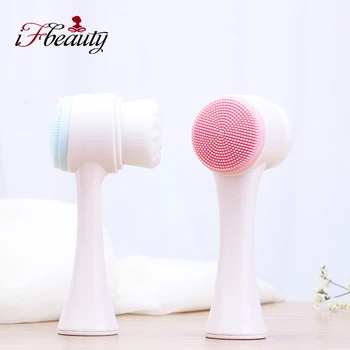 

Portable Double Side Silicone Facial Cleaner Wash Brush Deep Cleaning Pore Cleaner Face Cleaning Massage Skin Care Facial Brush
