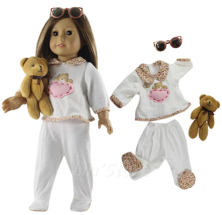 1 комплект кукольной одежды топ+ штаны для 18 дюймов американская кукла, одежда для сна ручной работы - Цвет: 4 PCS Outfit b1