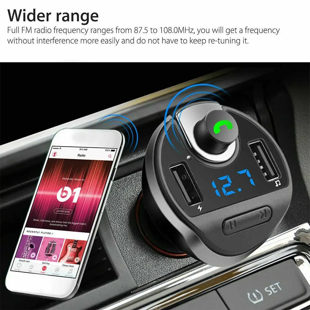 Bluetooth автомобильный fm-передатчик комплект USB Автомобильный MP3 беспроводной двойной USB автомобильный Hands-free автомобильный Bluetooth fm-передатчик радио с микрофоном