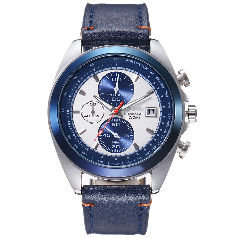 Men watch luxury quartz watch classic leather watch with men six pin watch business leisure multifunctional waterproof watch Quartz Watches discount