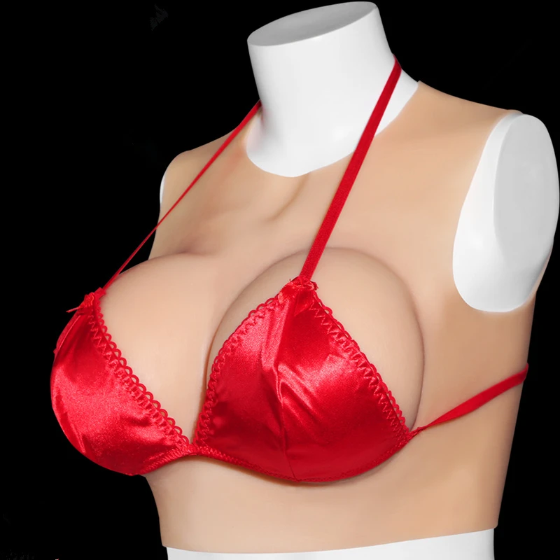 Newest! Round Neck Silicone Prosthetic Breast Male Cross Dressing Wear Fake Breasts Gay Transsexuals Sex Toy Adult Products