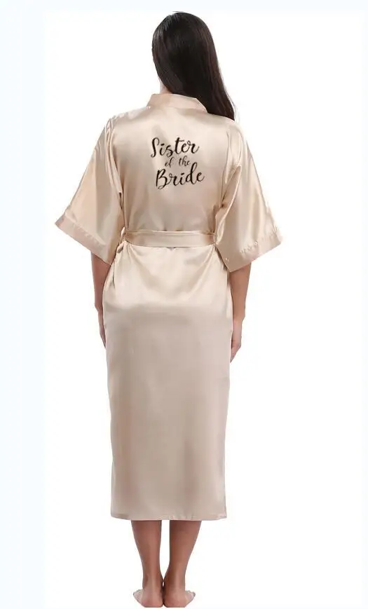 Bride Robes Silk Robe champagne gold robe bride satin kimono robe women wedding sister of the bride printing bridesmaid bridal party robes